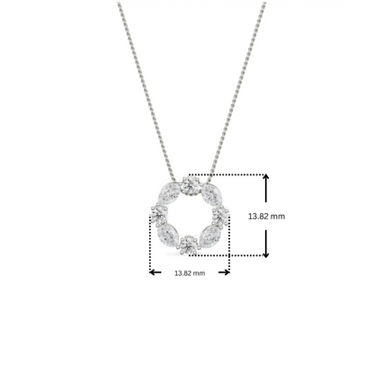 Dimension guide for The Dewy Leafy Lab Grown Diamond Pendant