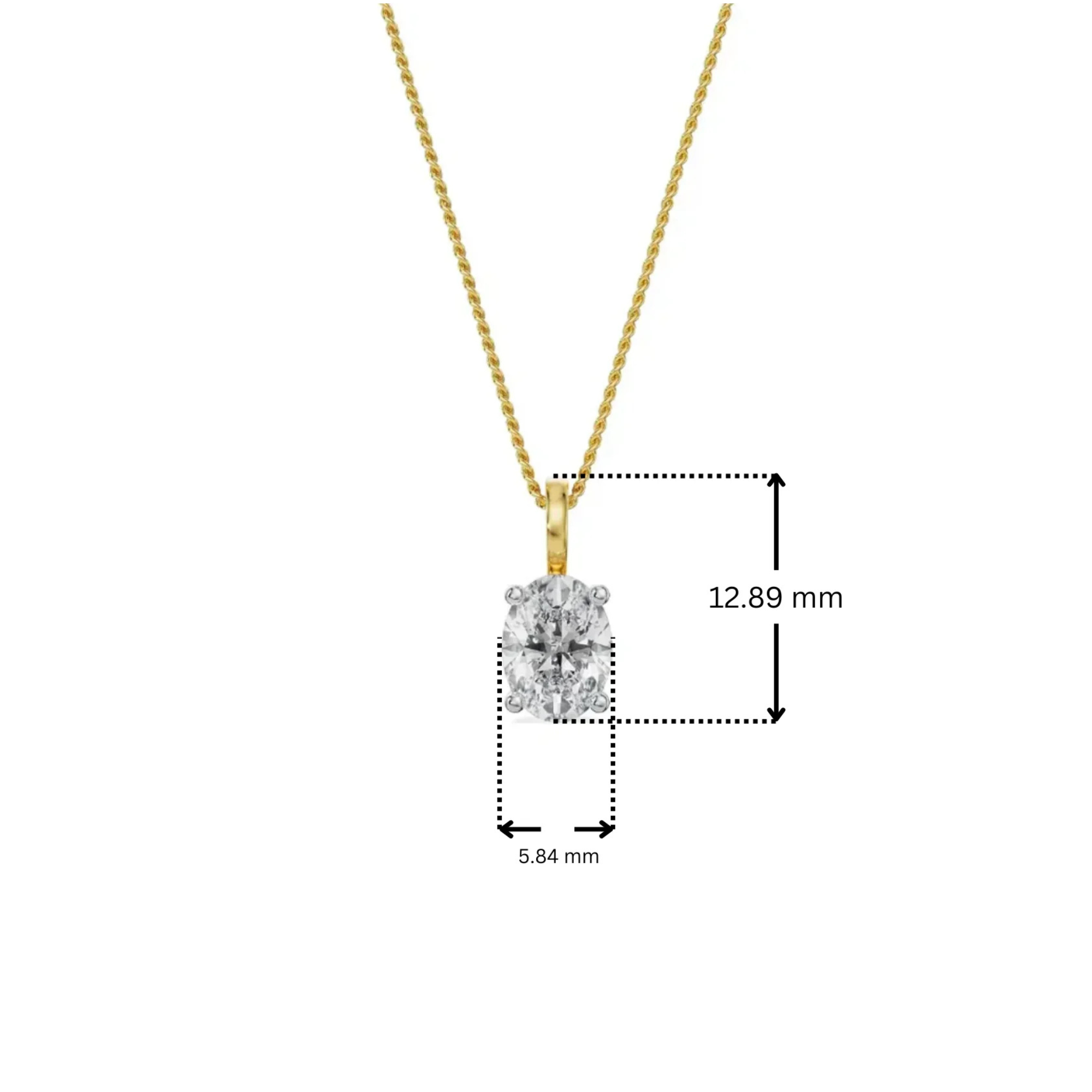 Dimension Guide for Solitaire Oval Lab Grown Diamond Pendant