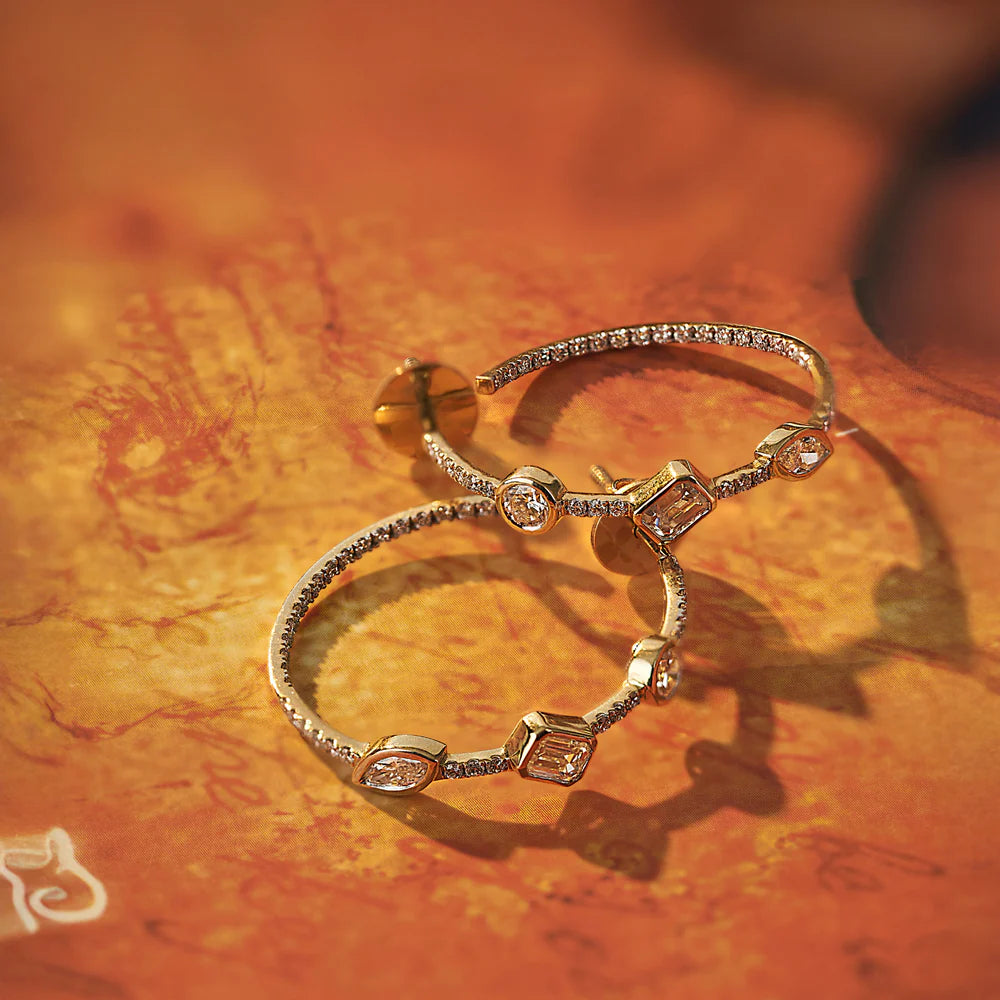 Trio Stone Diamond Hoops_in_stock