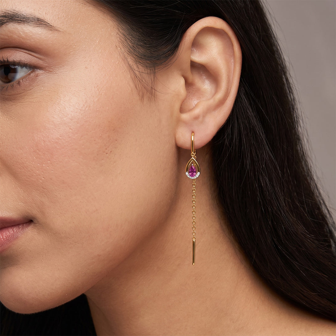 Purple Gemstone Lab Diamond Suidhaga Earrings