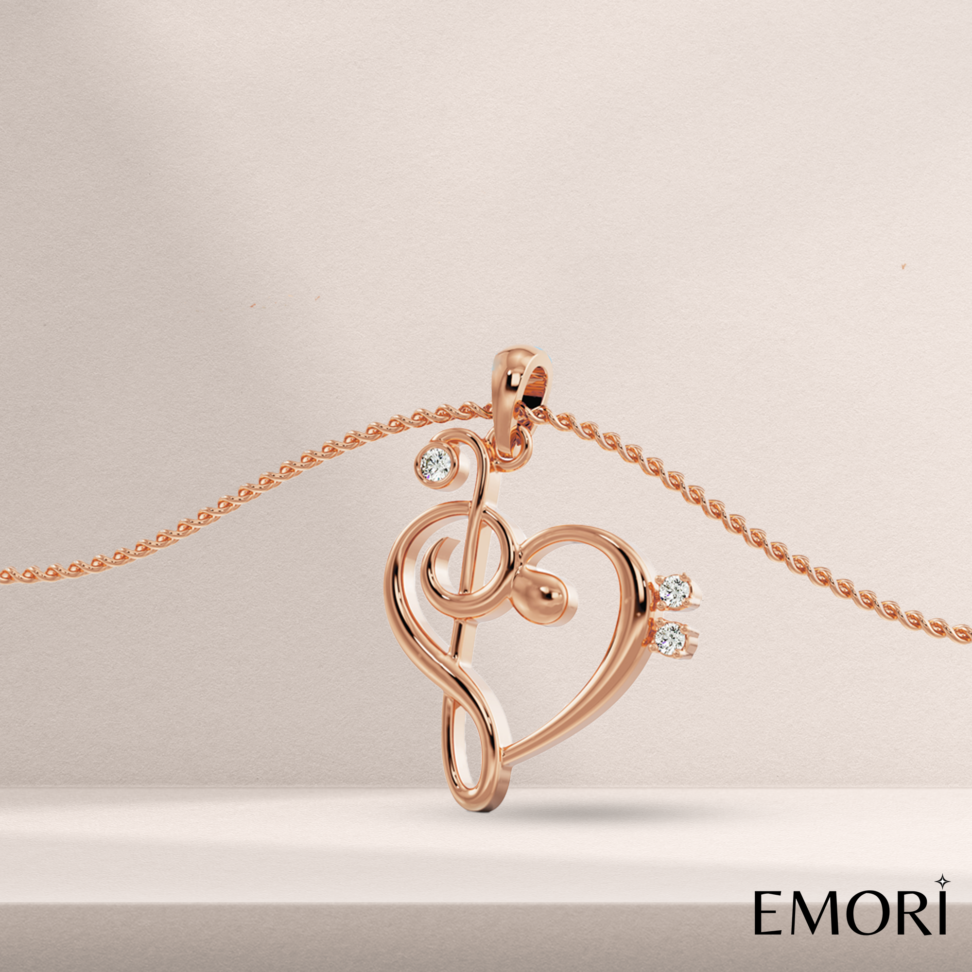 Heart Beat Lab Grown Diamond Pendant 9KT