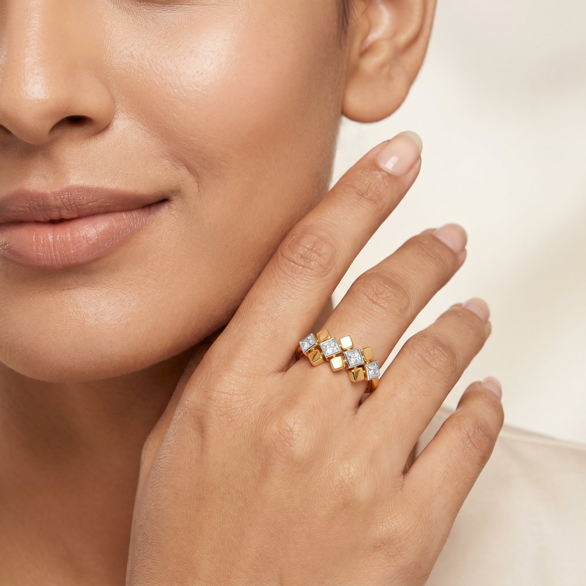 Bezel Princess Cut Lab Diamond Ring
