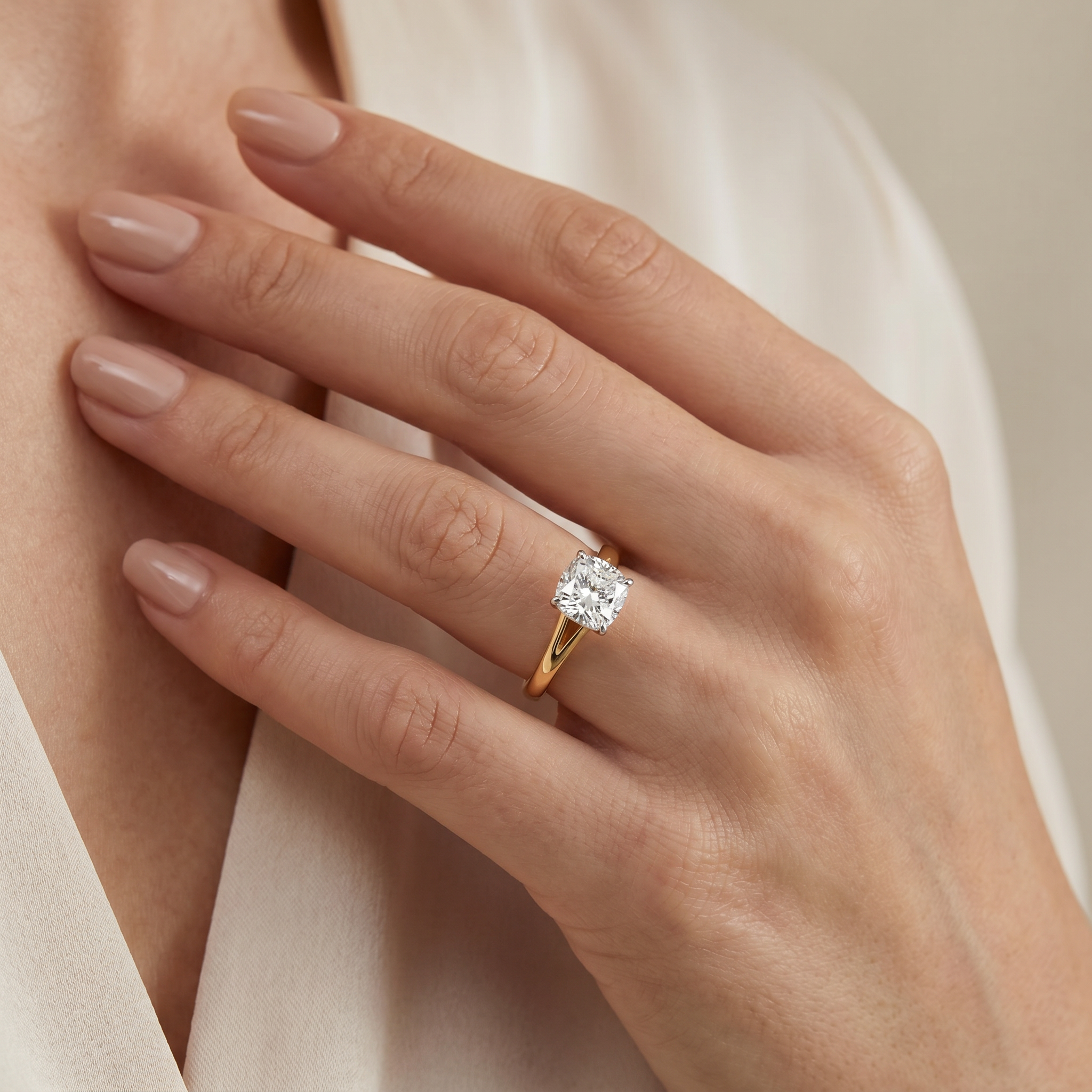 Classic Charm Cushion Cut Lab Diamond Ring