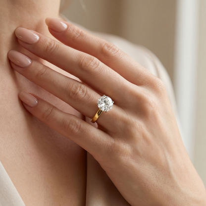 Old European Cut Lab Grown Solitaire Ring
