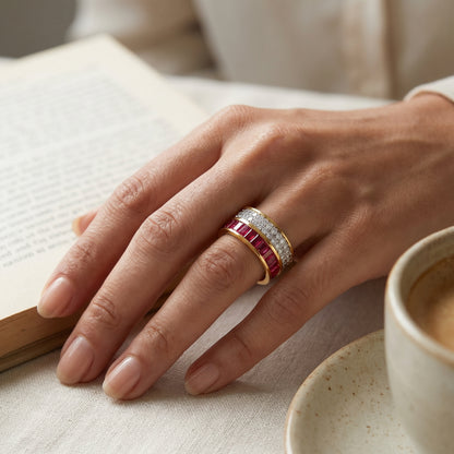 Drum Ruby Lab Grown Diamond Band
