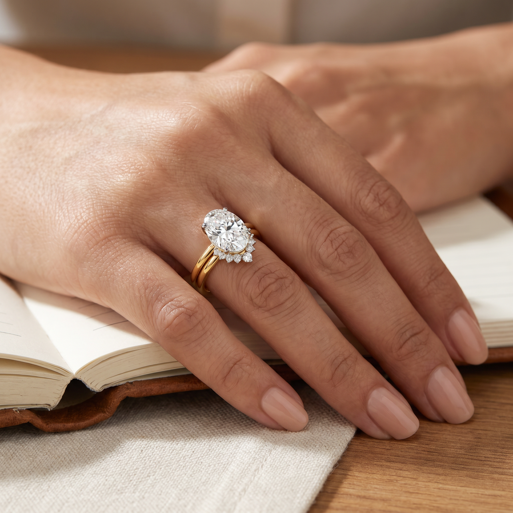 2 CT Vintage Oval Lab Diamond Ring