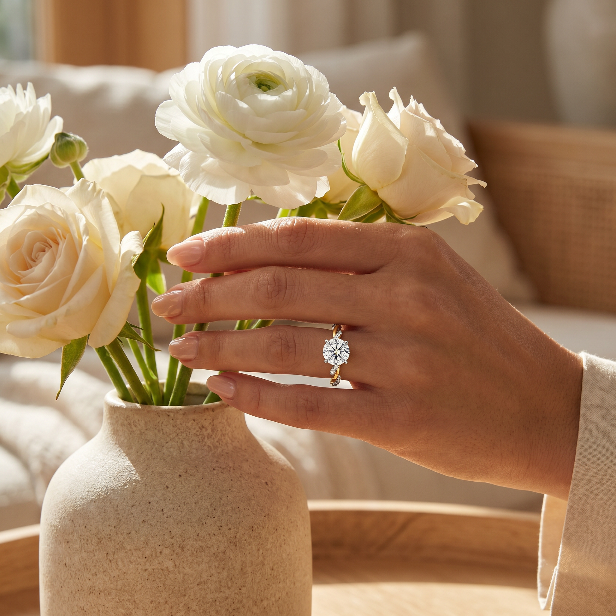 Lab Grown Diamond Solitaire Twist Engagement Ring