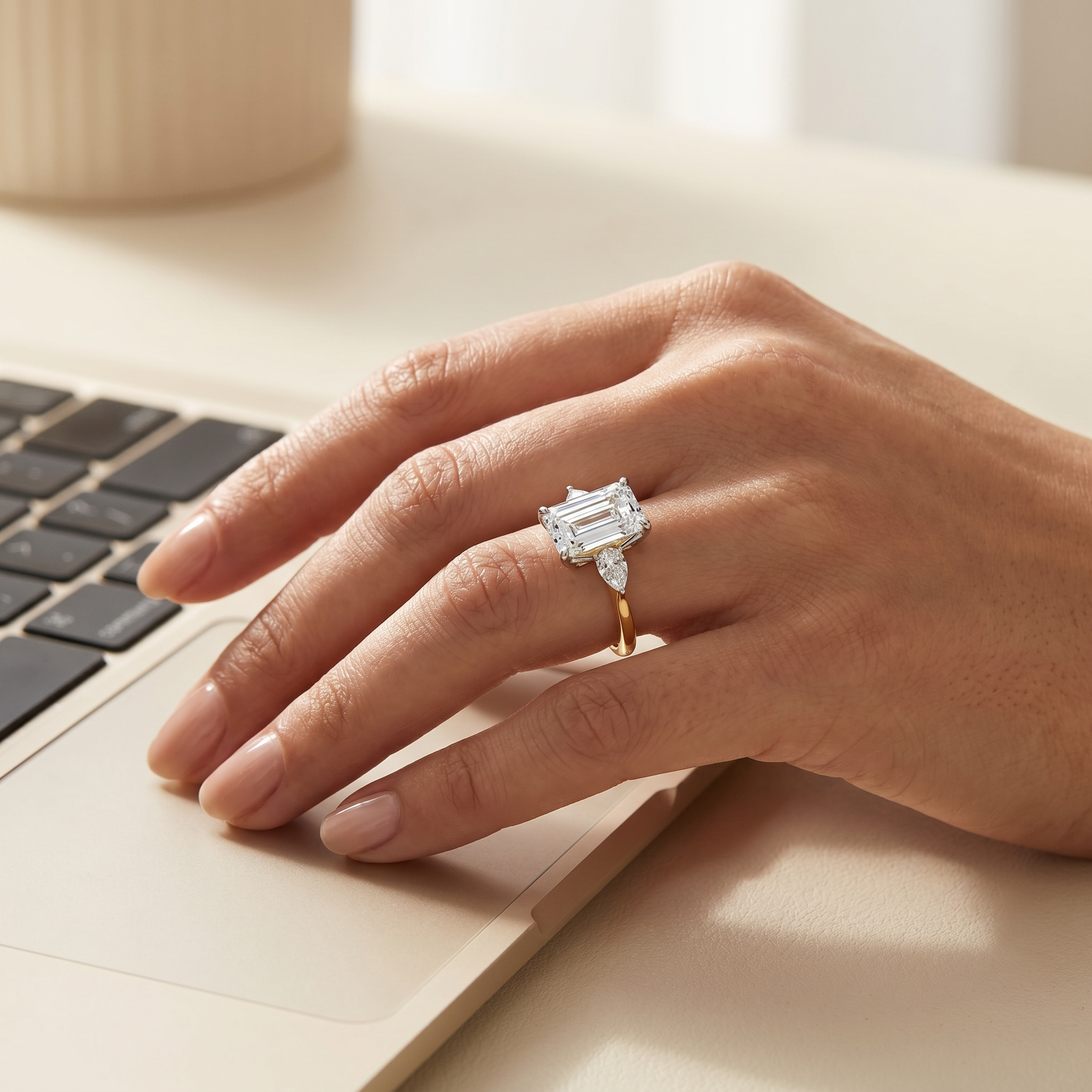 Three Stone Lab Grown Diamond Bridal Ring
