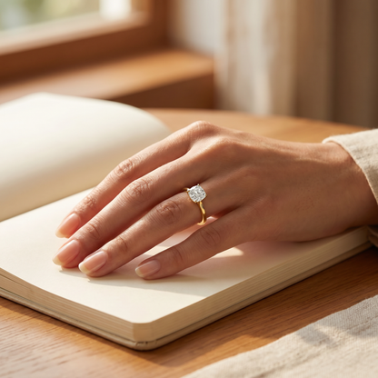 0.5 CT Cushion Lab Grown Diamond Solitaire Ring