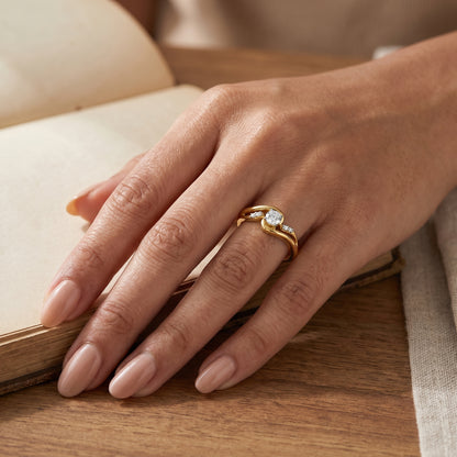 Twisted Ahana Lab Grown Diamond Solitaire Ring