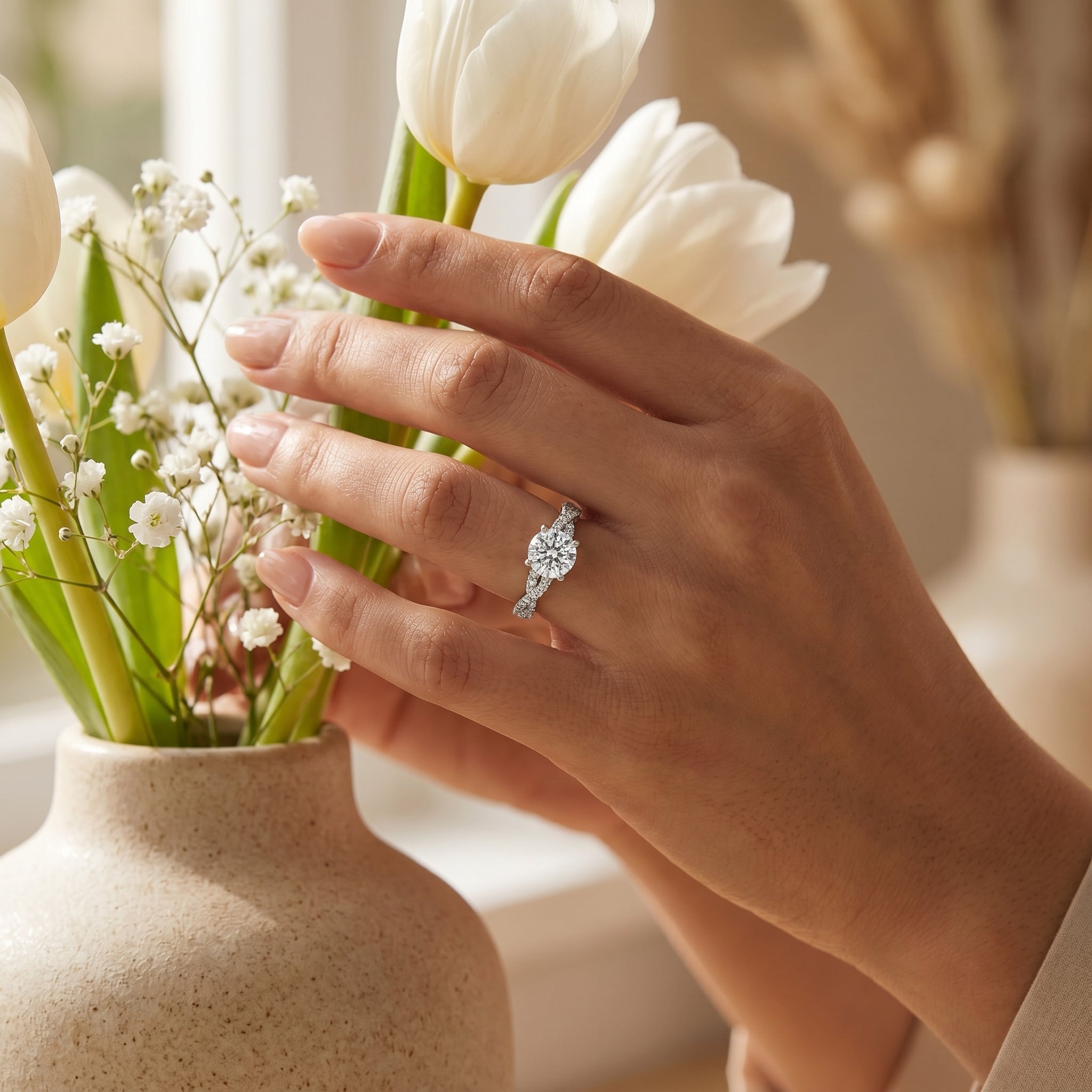 Alia Twisted Band Lab Grown Diamond Solitaire Ring