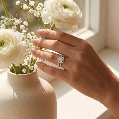 Lily Halo Lab Diamond Engagement Ring