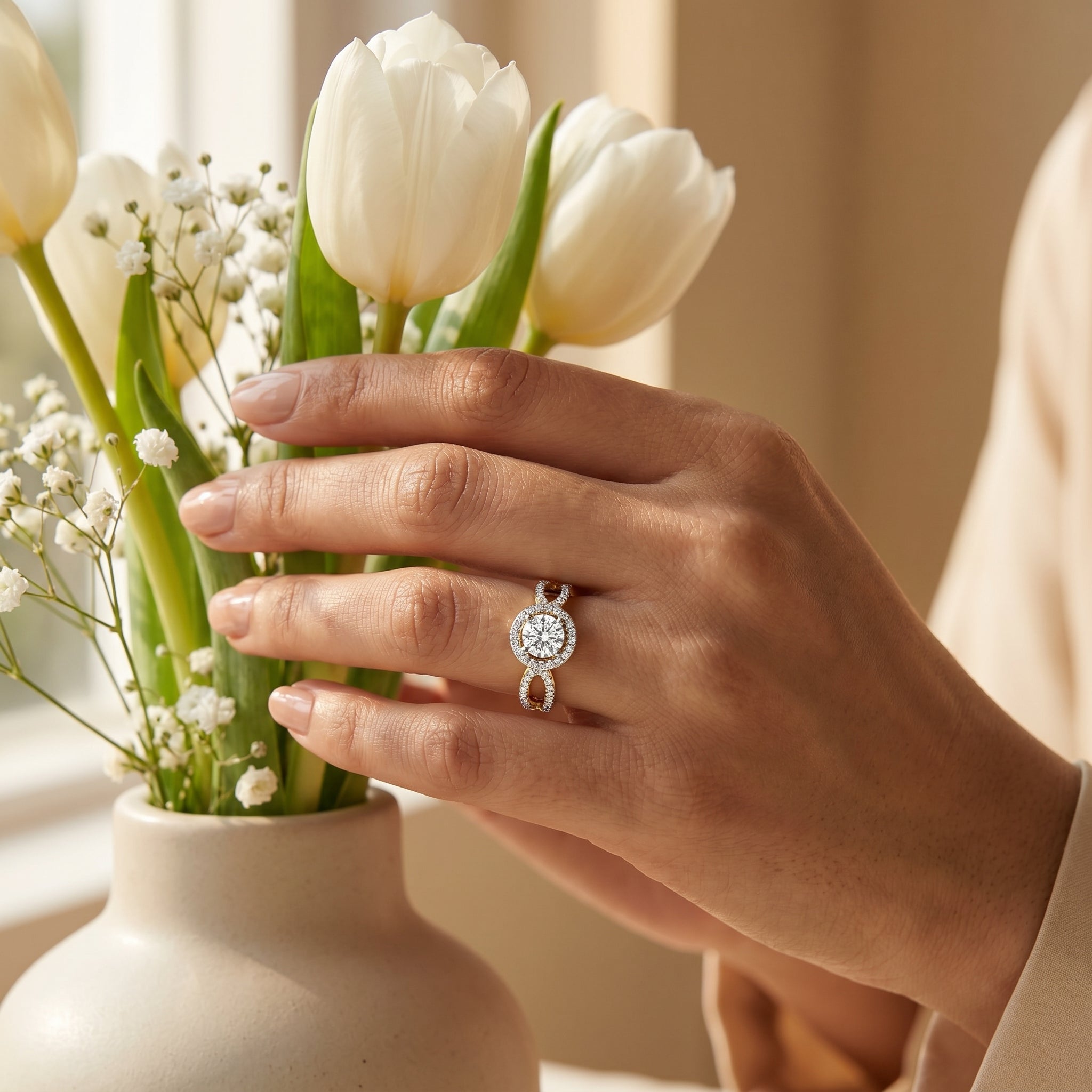 Nikki Halo Lab Grown Diamond Ring