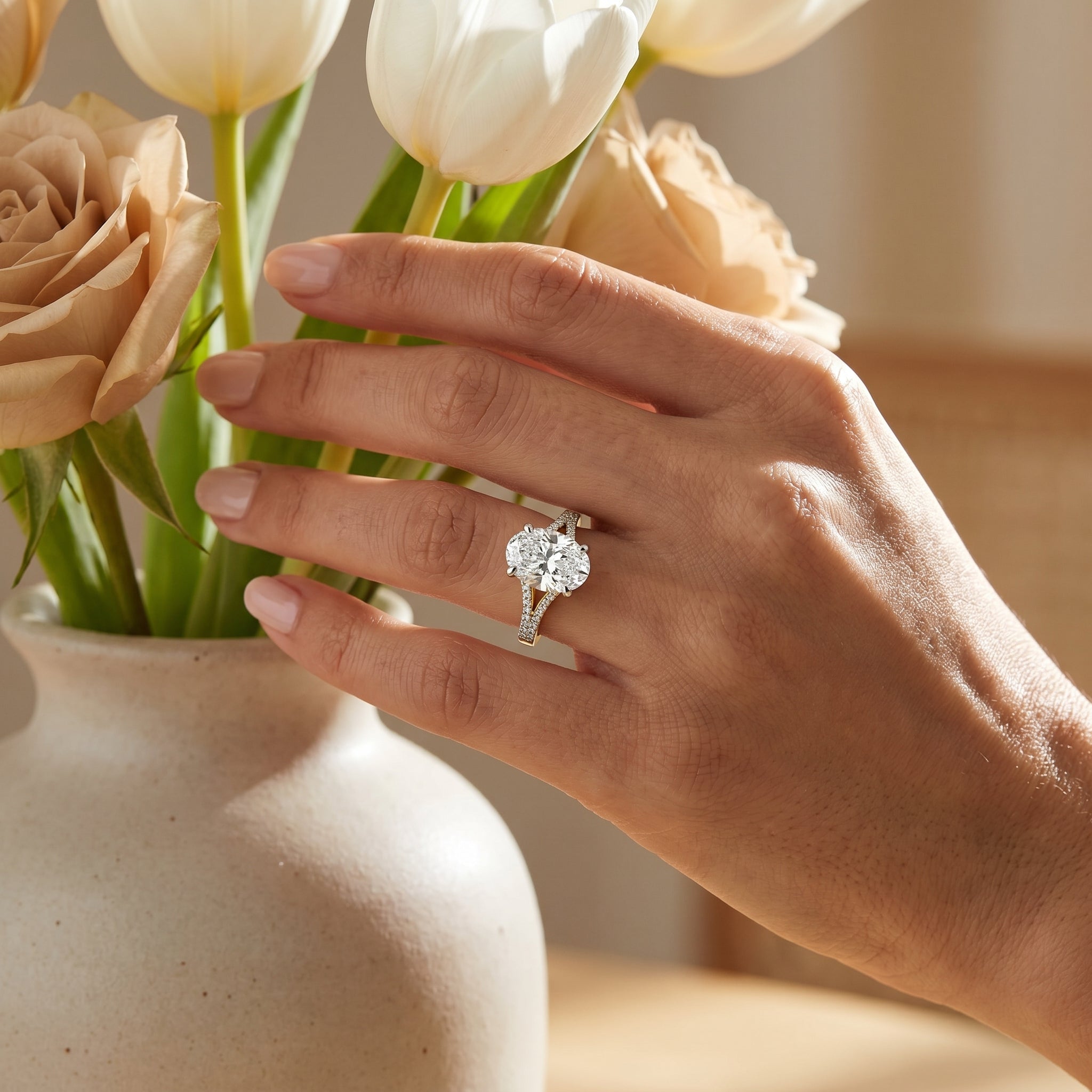 Lab Grown Diamond Solitaire Oval Bridal Ring