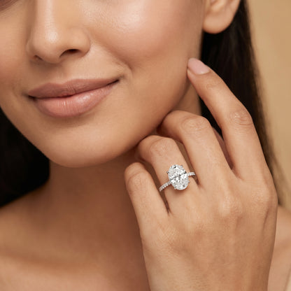 Hidden Halo Oval Lab Grown Diamond Solitaire Ring