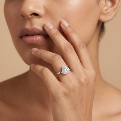 Trio Halo Lab Diamond Engagement Ring