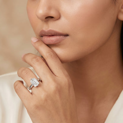 Regular Emerald Lab Grown Diamond Ring