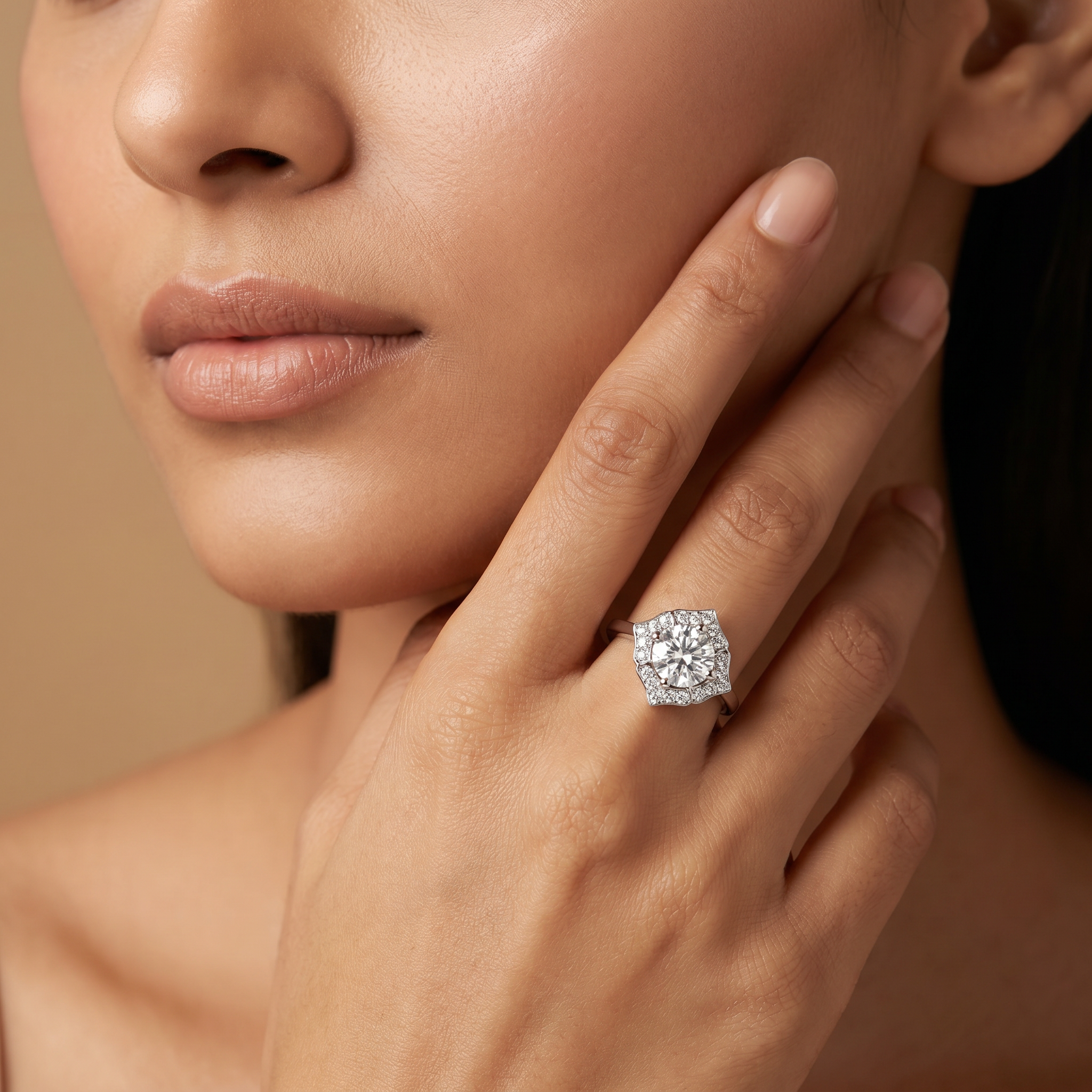 Round Stone Halo Lab Diamond Engagement Ring