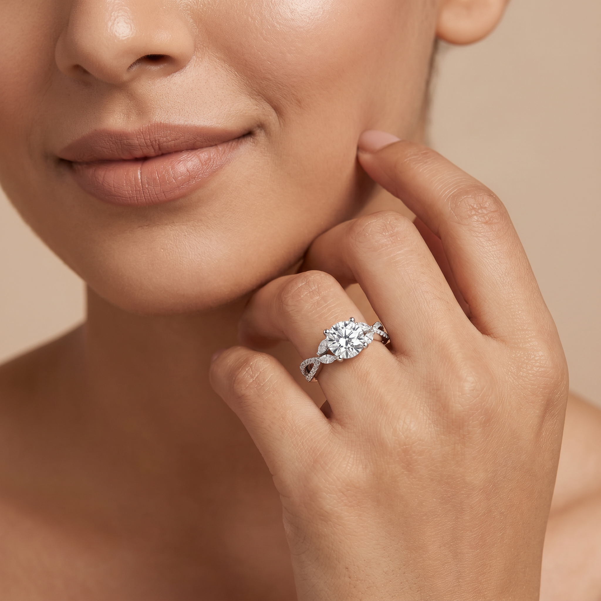 Twisted Shank Lab Grown Diamond Engagement Ring
