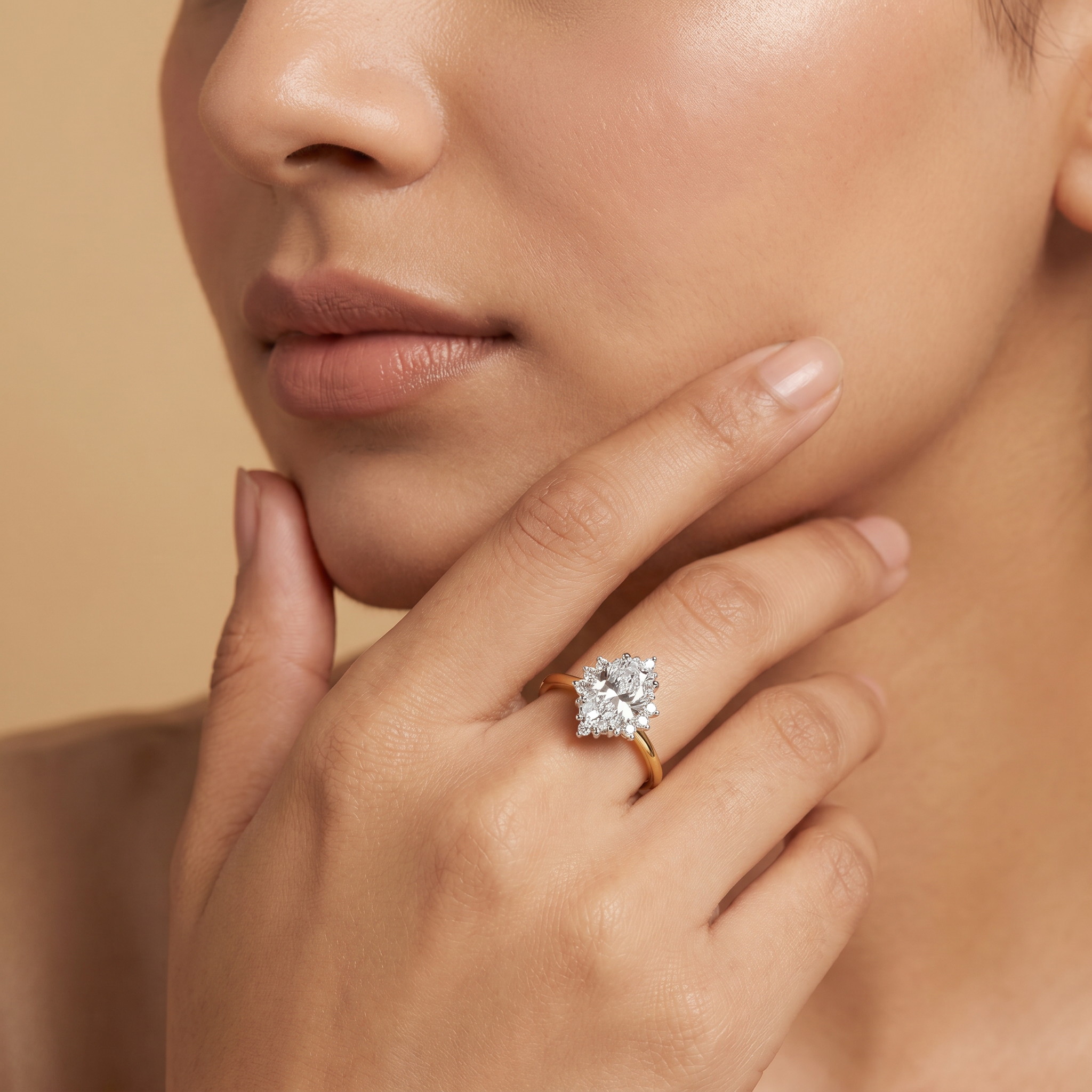 Vintage Halo Oval Lab Grown Diamond Ring