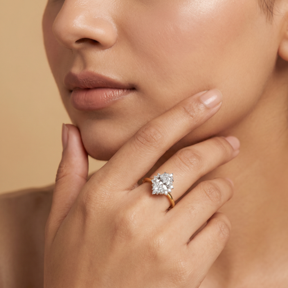 Vintage Halo Oval Lab Grown Diamond Ring