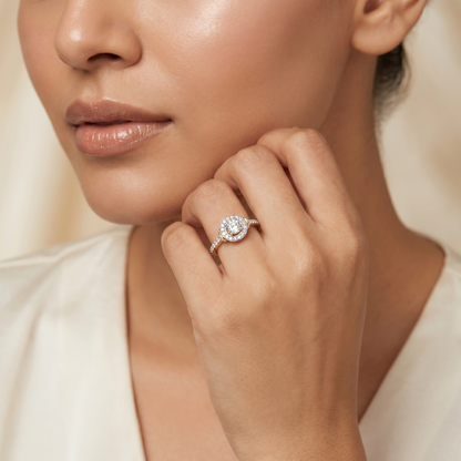 Hanna Halo Lab Diamond Solitaire Engagement Ring