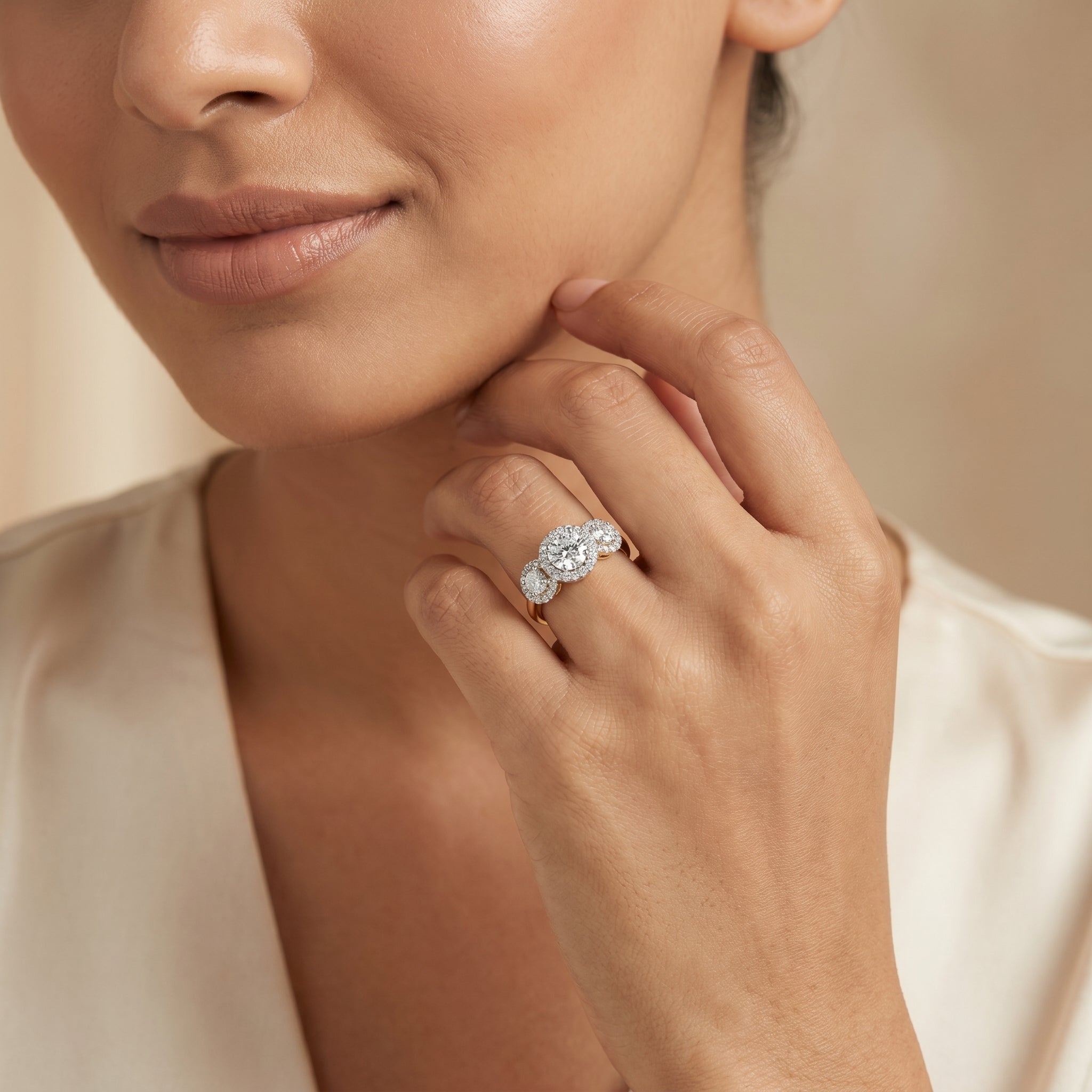 Trio Round Brilliant Lab Diamond Engagement Ring