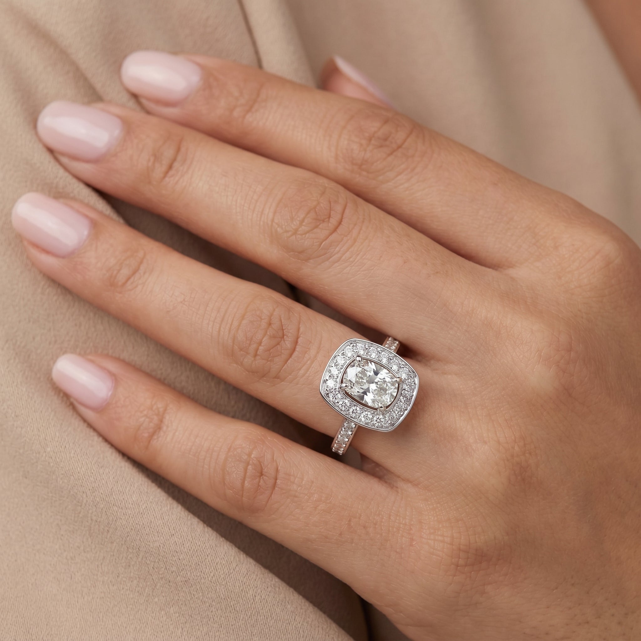 Cushion Halo Solitaire Lab Grown Diamond Ring