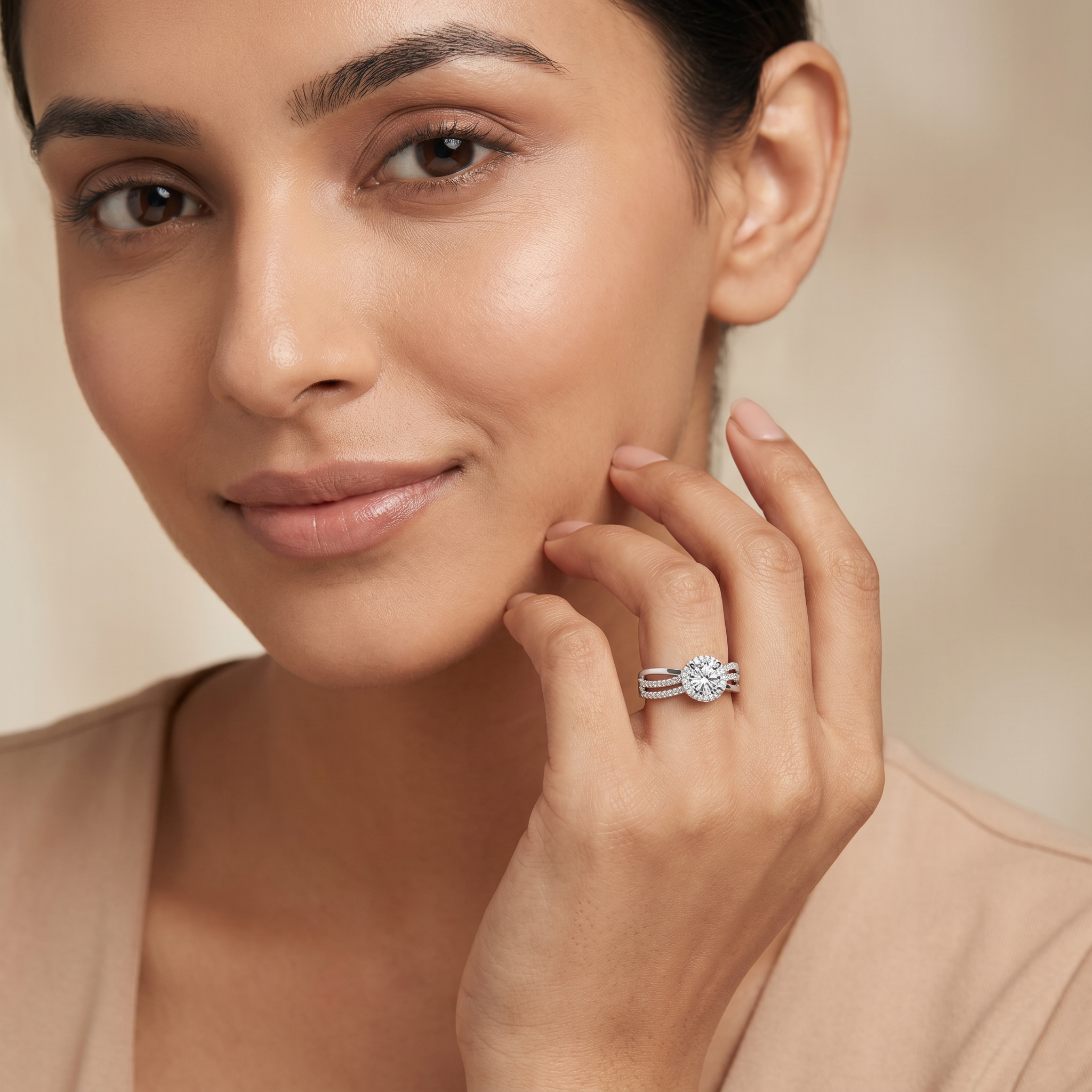 Artistic Round Lab Grown Diamond Ring