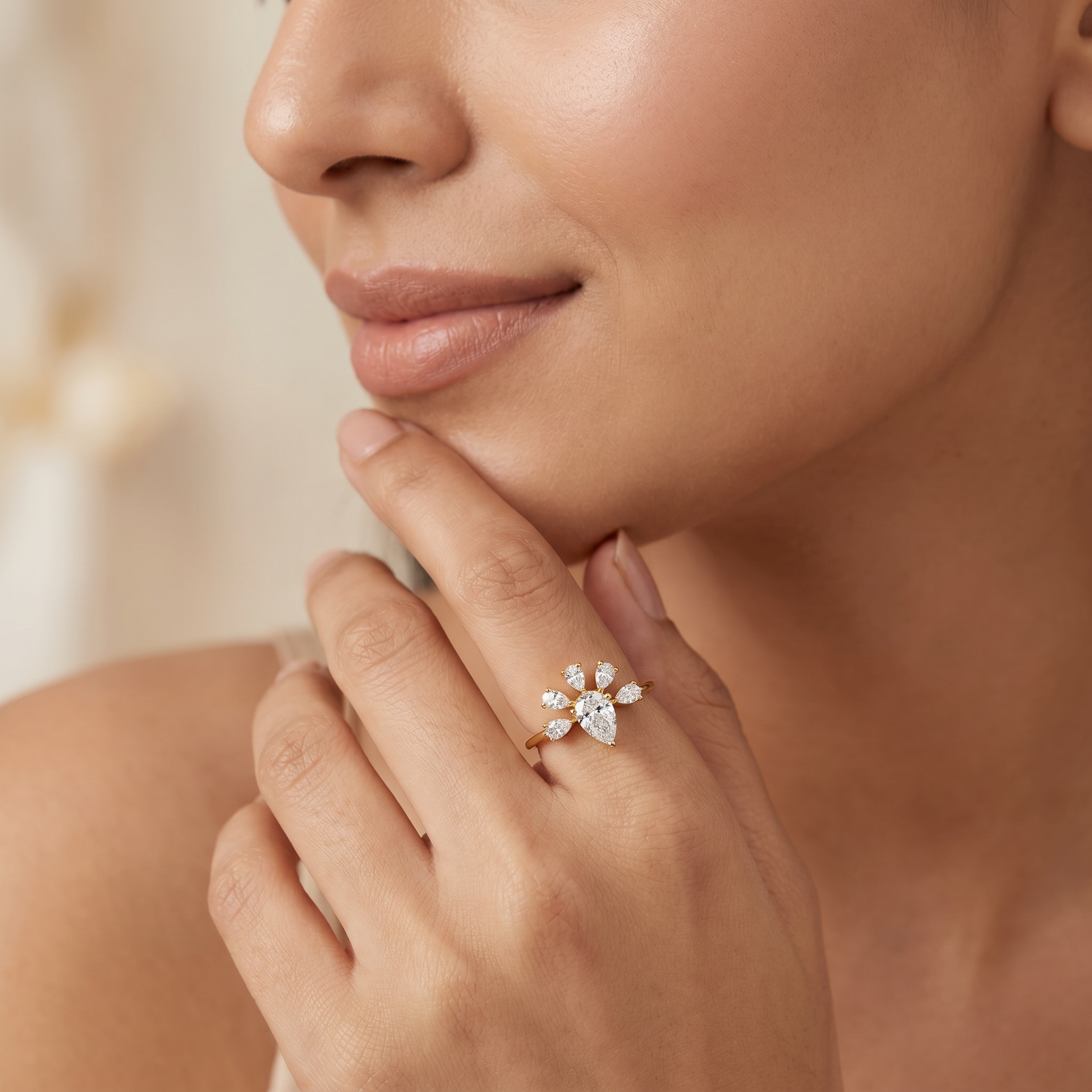 Panache of Pearls Lab Grown Diamond Ring