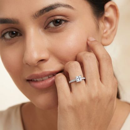 Sparkling Princess Cut Lab Grown Diamond Ring