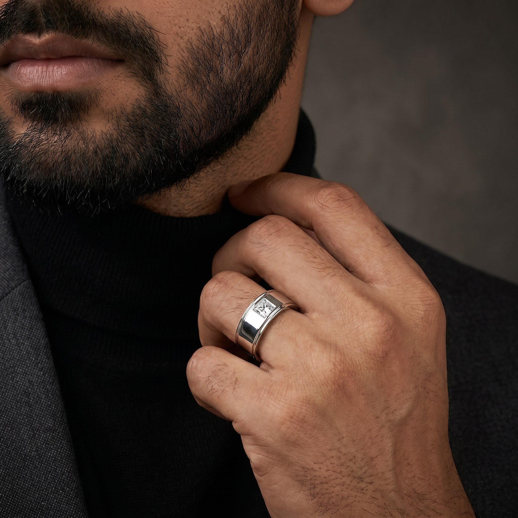 Princess Cut Lab Diamond Band for Men