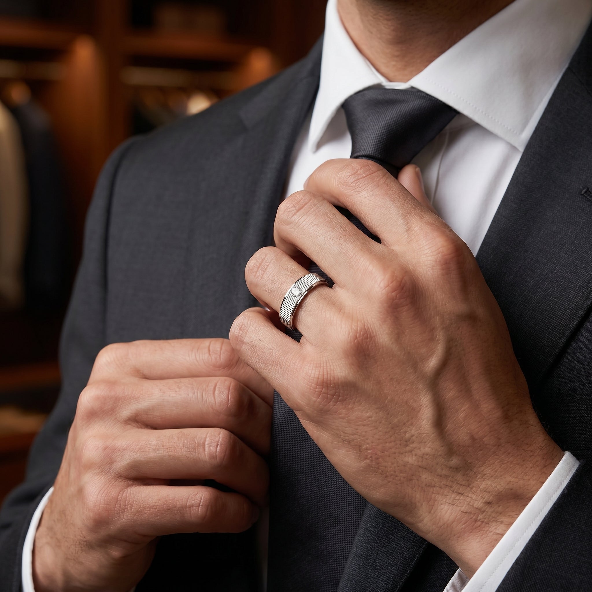 Inlay Round Lab Grown Diamond Band