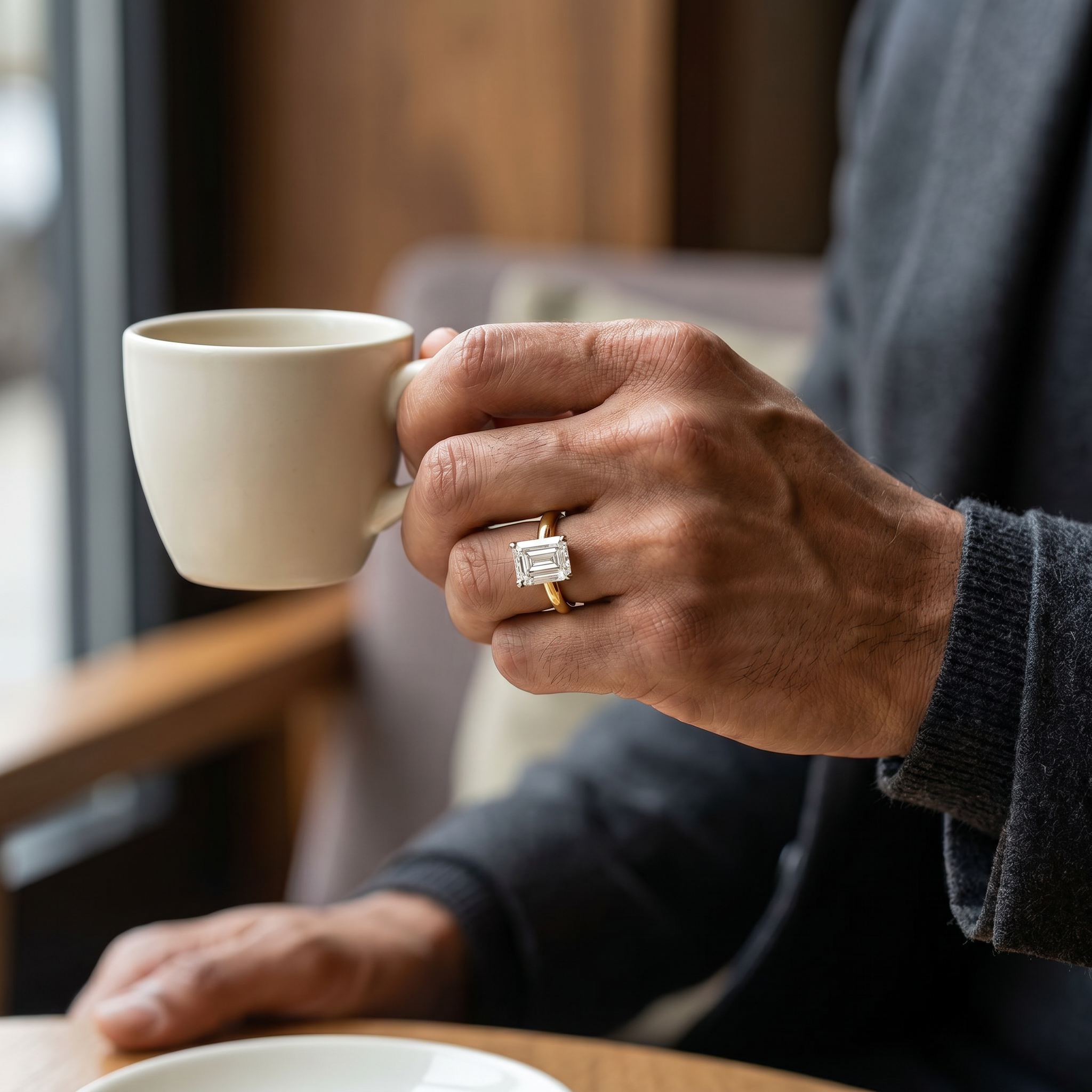 Timeless Emerald Cut Men Diamond Ring