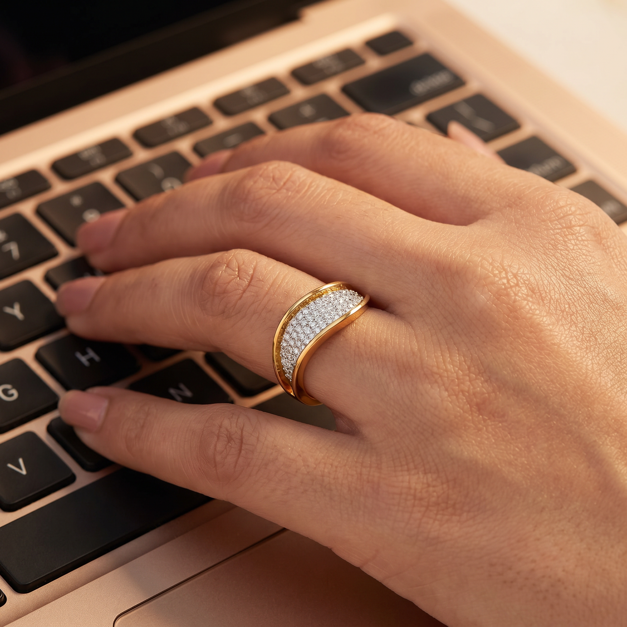 Modern Twist Diamond Band