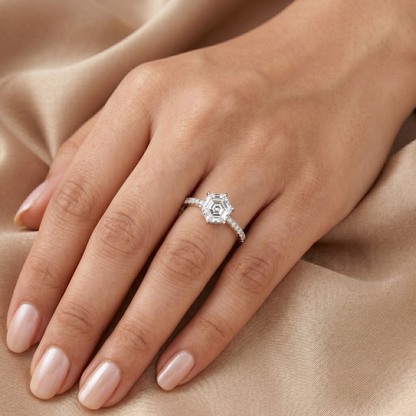 Hexagon Lab Grown Diamond Engagement Ring