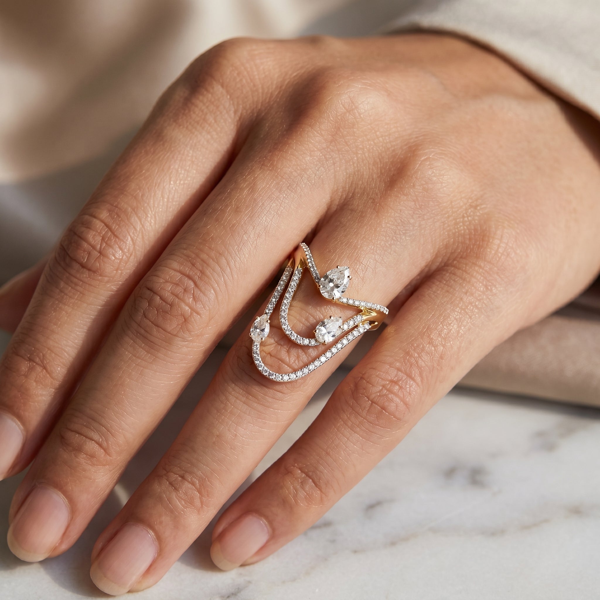 Three Pear Lab Grown Diamond Cocktail Ring
