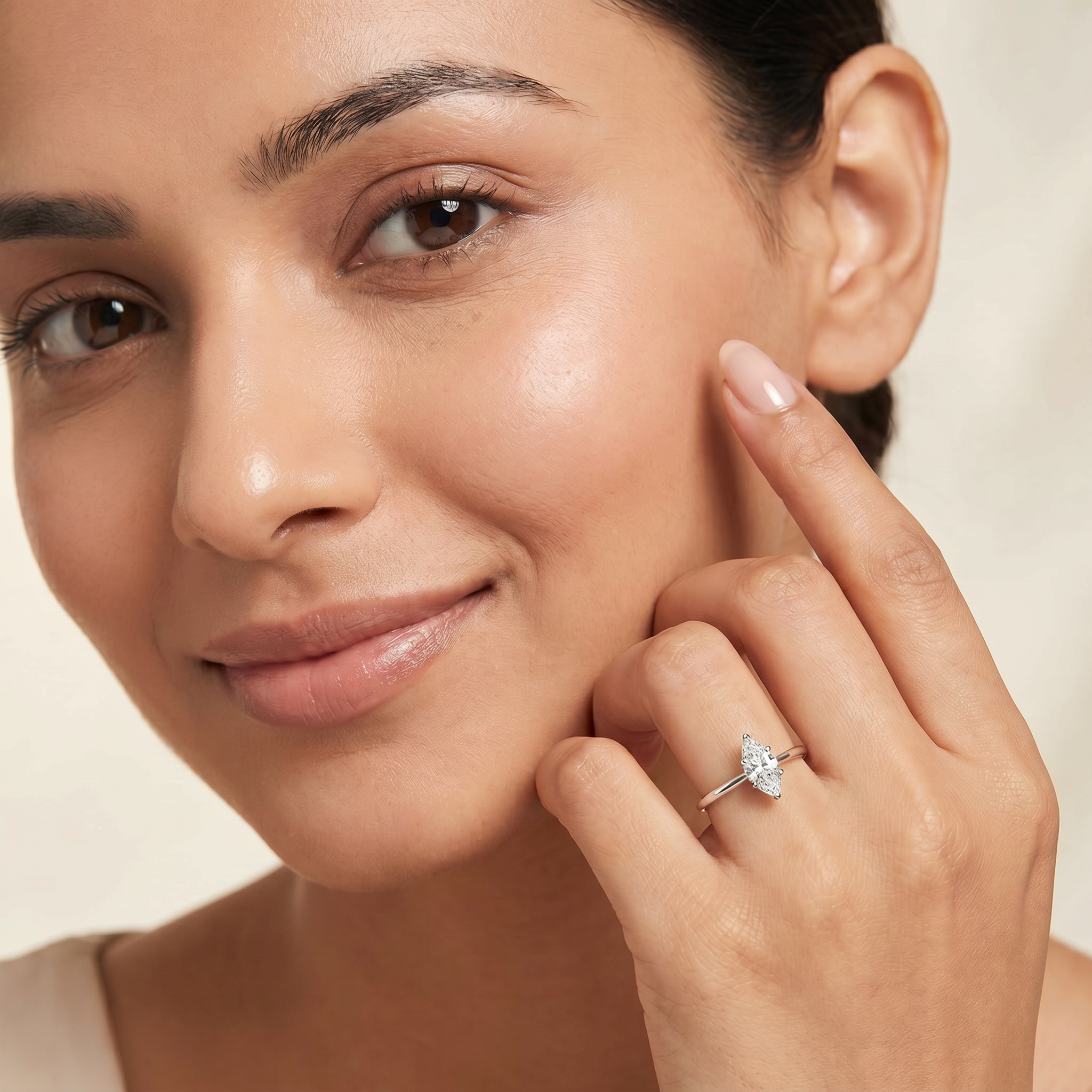 Sleek Marquise Lab Diamond Solitaire Ring