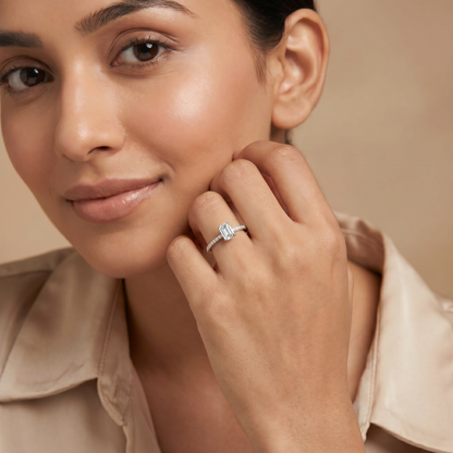 Lab-Grown Emerald Cut Solitaire Ring