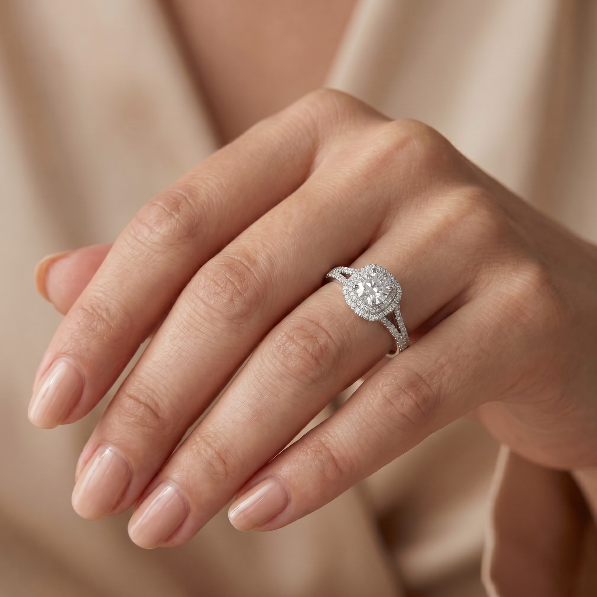Duo Band Lab Grown Diamond Halo Ring
