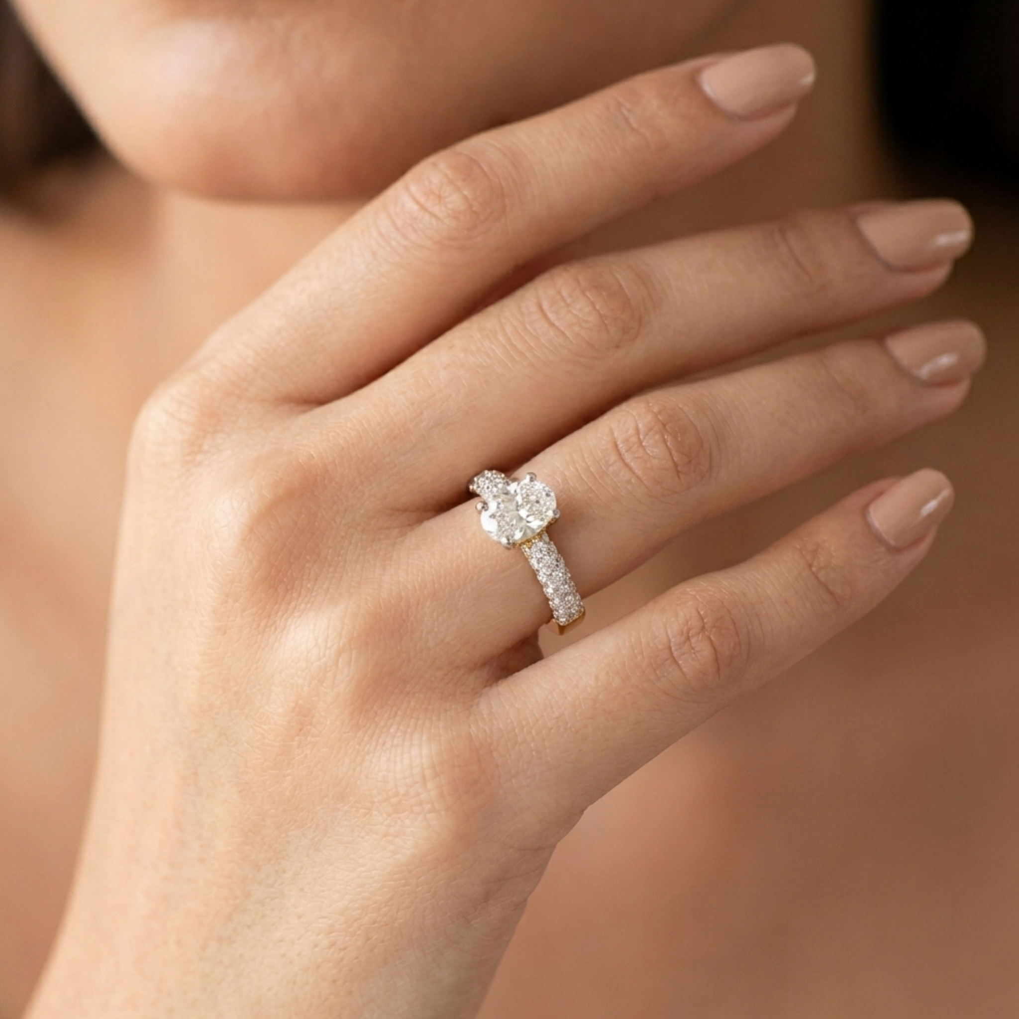 Oval Lab Grown Diamond Pave Ring
