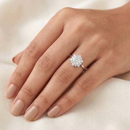 Star Halo Lab Diamond Engagement Ring