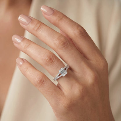 Timeless Emerald Lab Diamond Engagement Ring