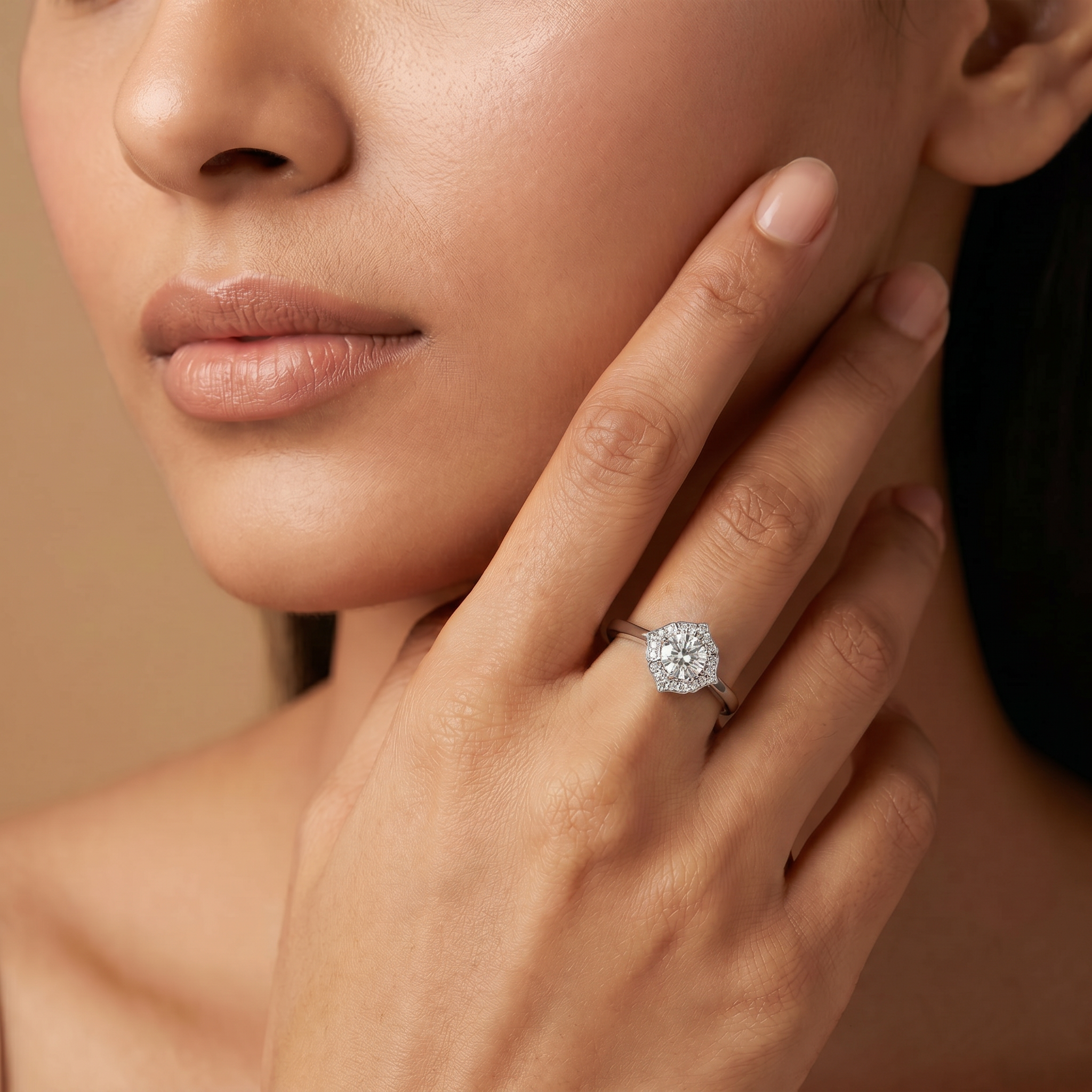 Round Stone Halo Lab Diamond Engagement Ring