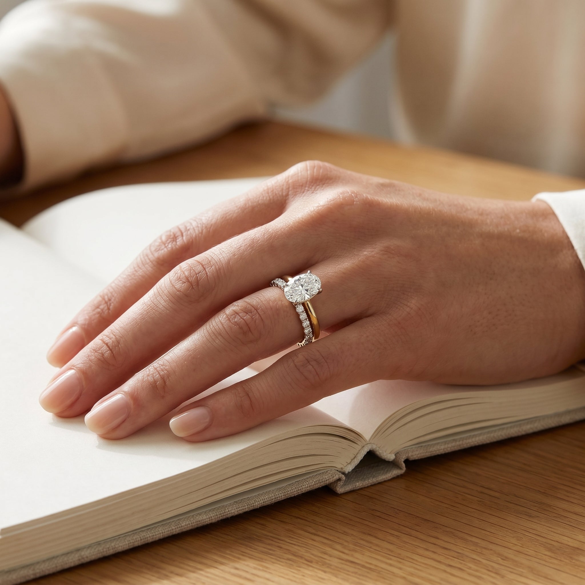 Oval Bridal Lab Grown Diamond Ring Set
