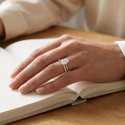 Oval Bridal Lab Grown Diamond Ring Set