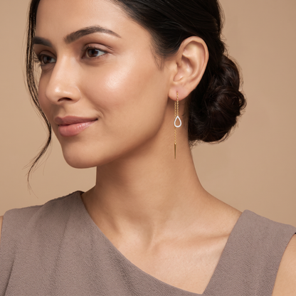 Pear Sui Dhaga Lab Grown Diamond Earrings