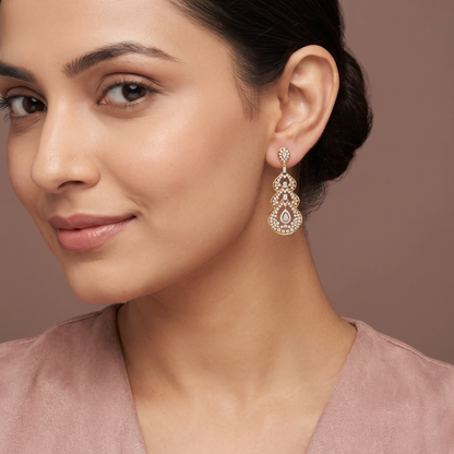 Moonlit Cascade Lab Grown Diamond Chandelier Earrings