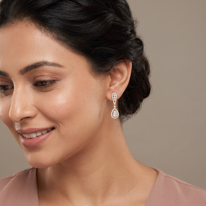 Halo Pear Cluster Dangler Earrings
