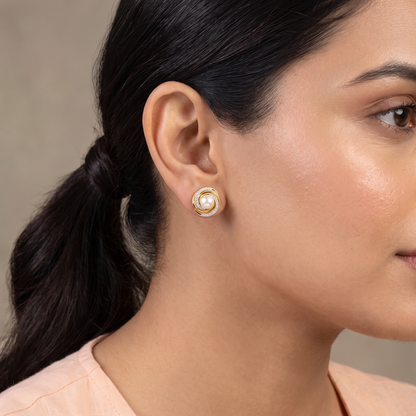 Pearly Swirly Lab Grown Diamond Earrings